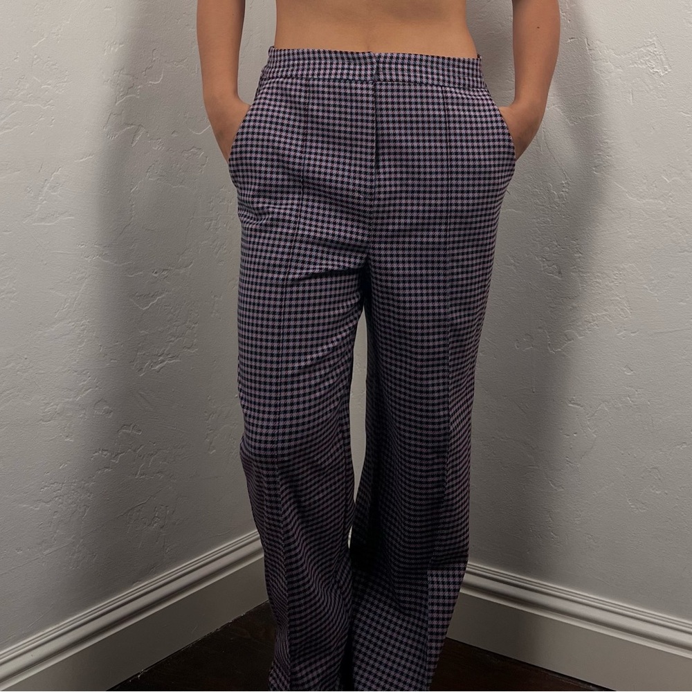 Topshop Black and Purple Houndstooth Pants